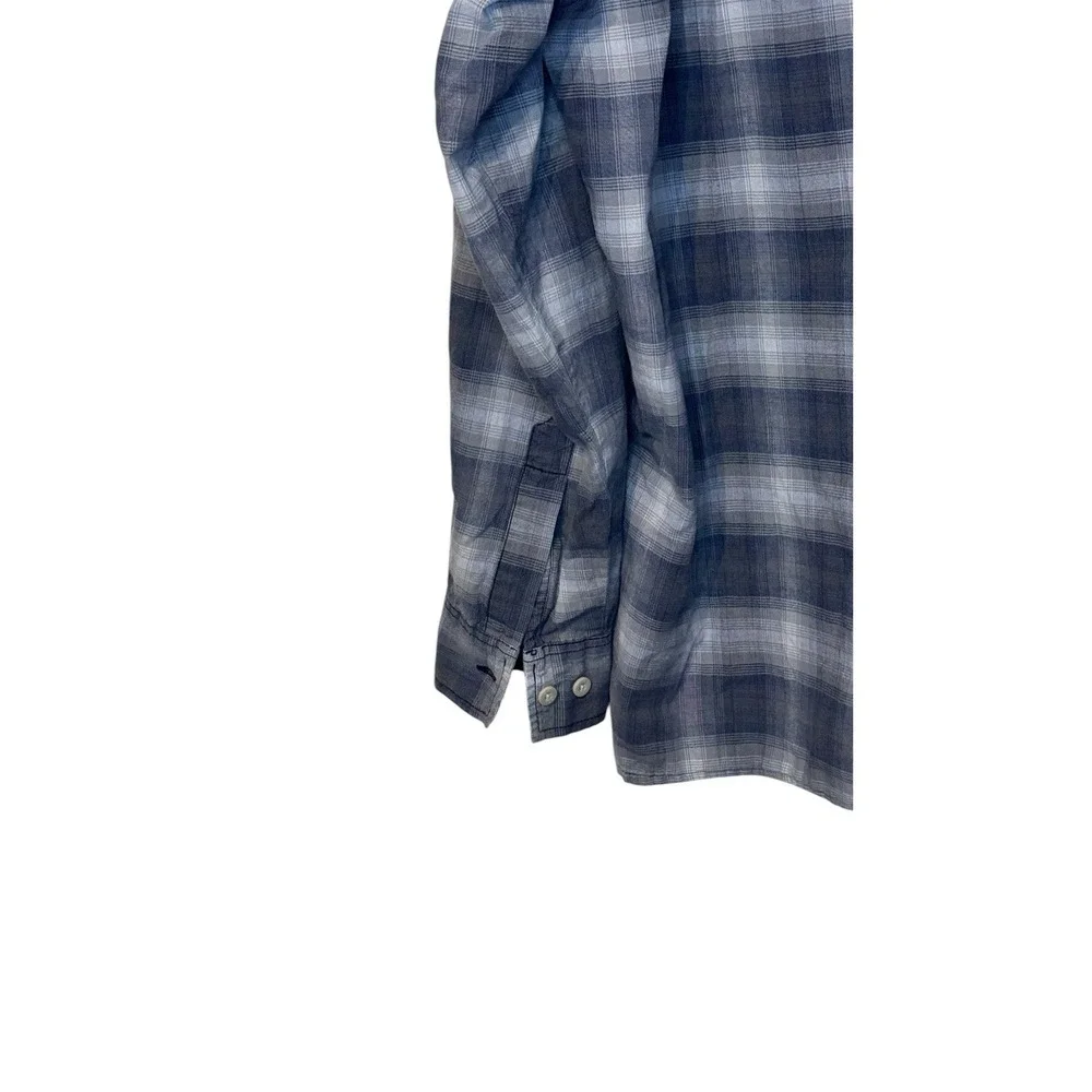 Levi's Men Shirt Vintage‎ 90's Western Plaid Button-Up Long Sleeve Blue Large